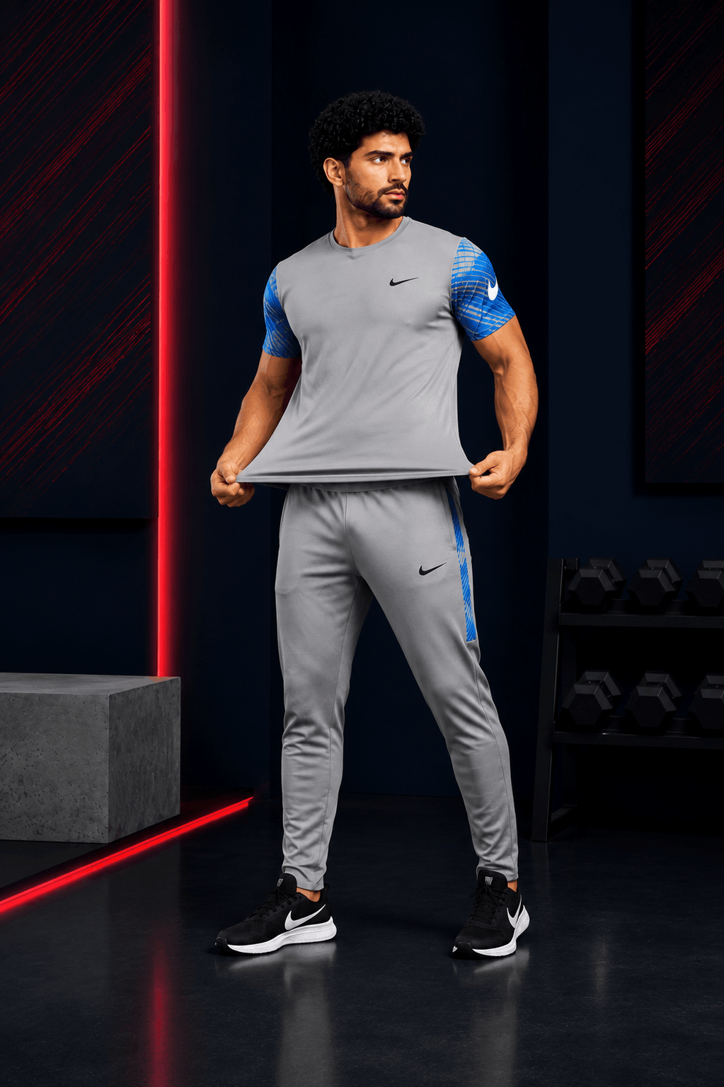Grey & Blue Tracksuit | Premium Sublimation Interlock | Export Quality