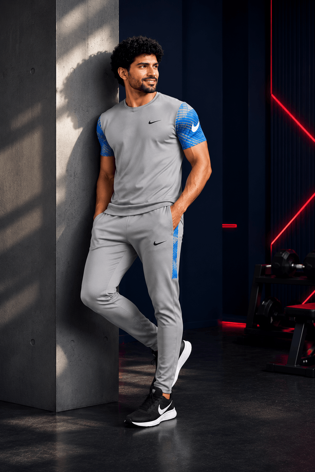 Grey & Blue Tracksuit | Premium Sublimation Interlock | Export Quality