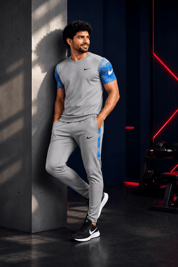 Grey & Blue Tracksuit | Premium Sublimation Interlock | Export Quality