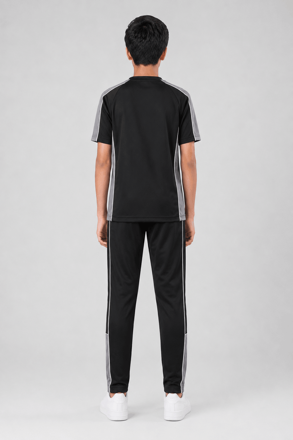 Black Interlock Sports Tracksuit for Kids