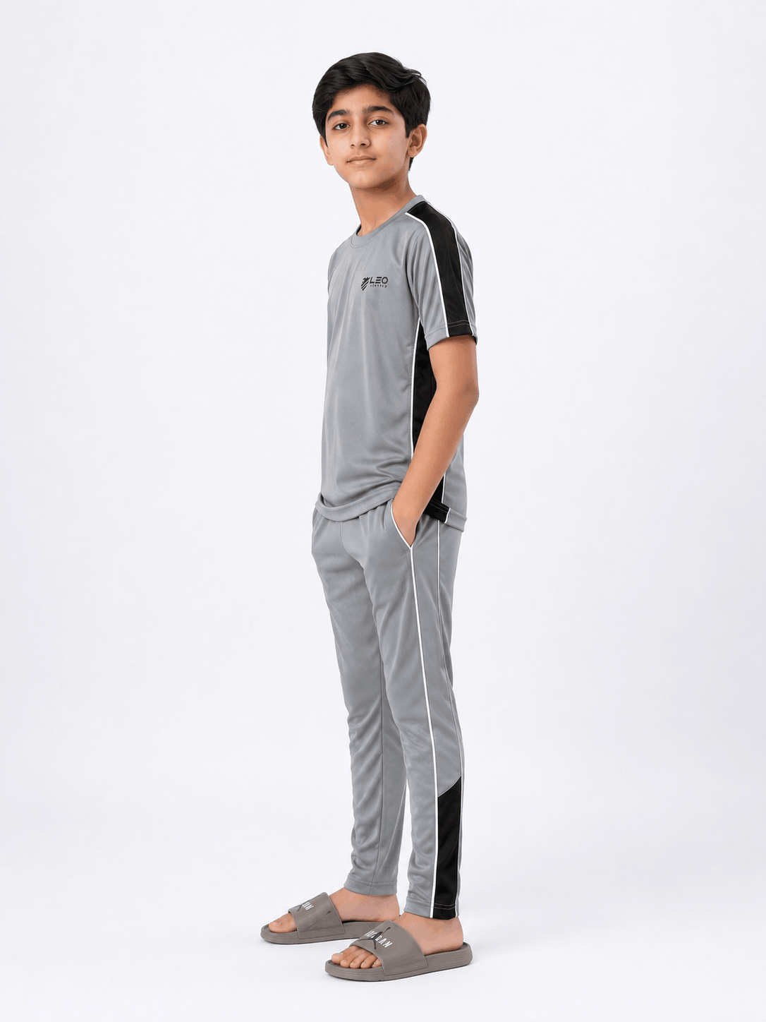 Grey Interlock Sports Tracksuit for Kids