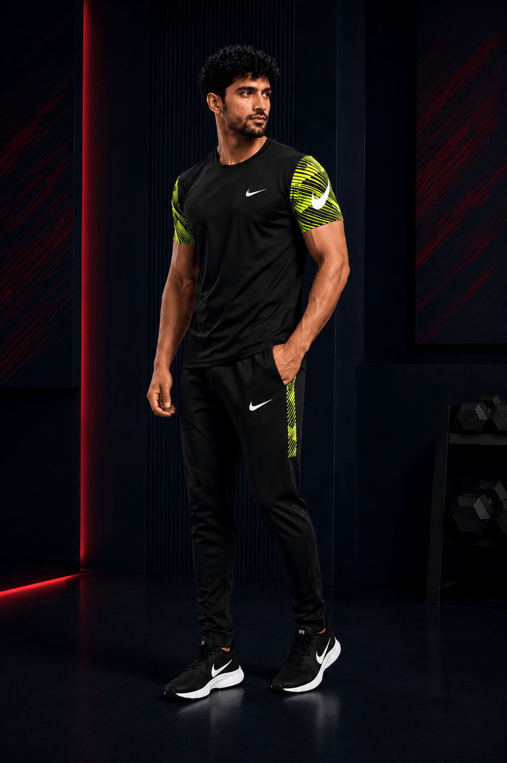 Black Neon Tracksuit | Volt Green Sublimation Print | Export Grade Interlock