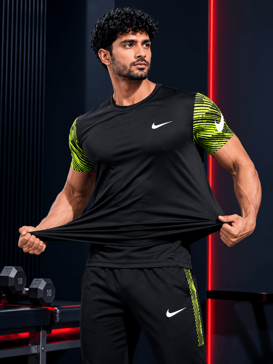 Black Neon Tracksuit | Volt Green Sublimation Print | Export Grade Interlock