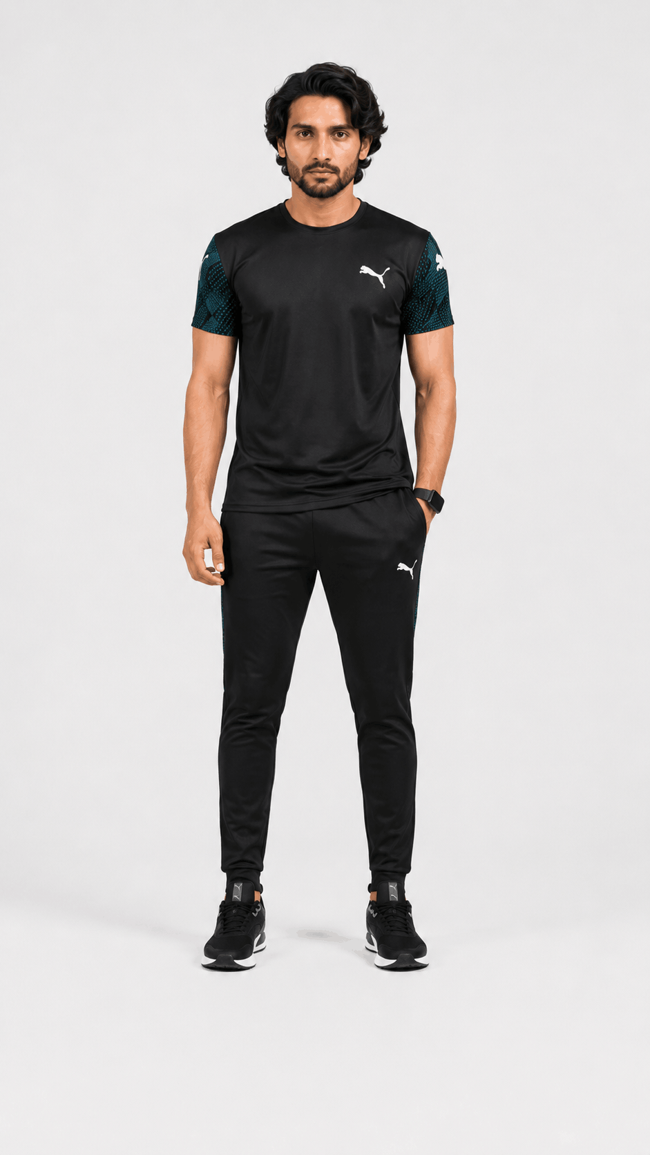 Black Interlock Tracksuit – Teal Sublimation Sleeves (PMA)