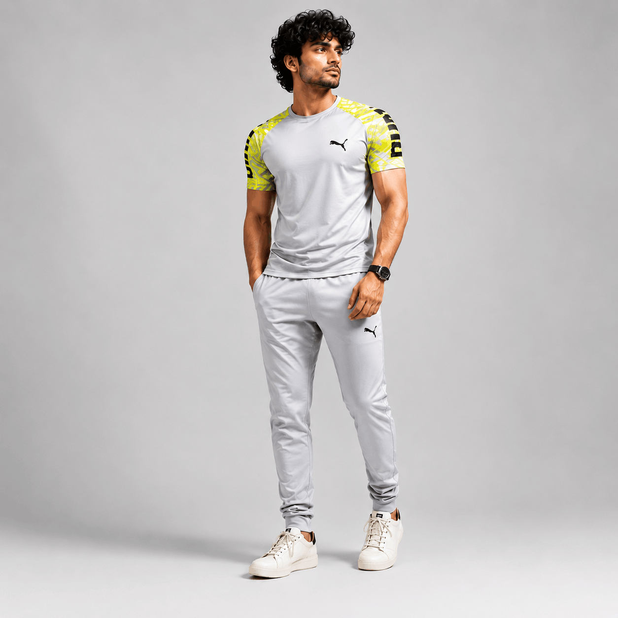Men's Grey Dry Fit Tracksuit Set